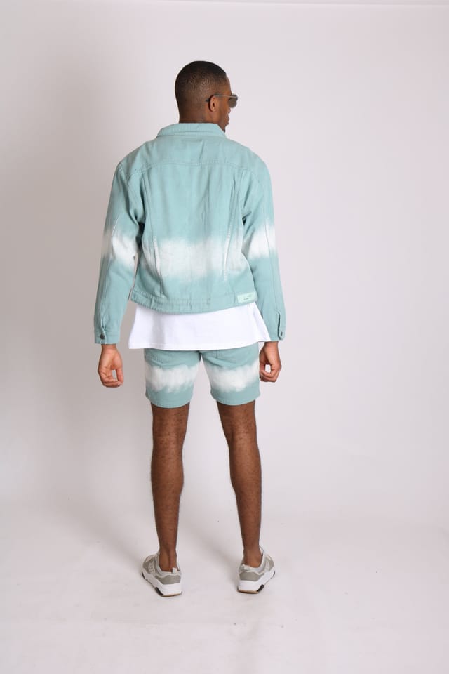 Liquor N Poker Liquor n Poker Men's Ice Cream Sage Tie Dye Oversized Denim Jacket in Green - 3