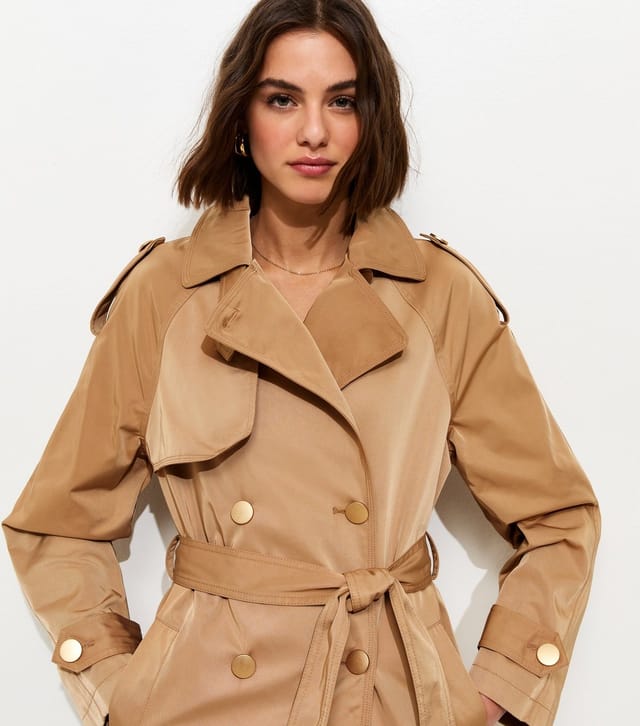New Look Women's Premium Tan Double Breasted Mac Trench Coat New Look - 2