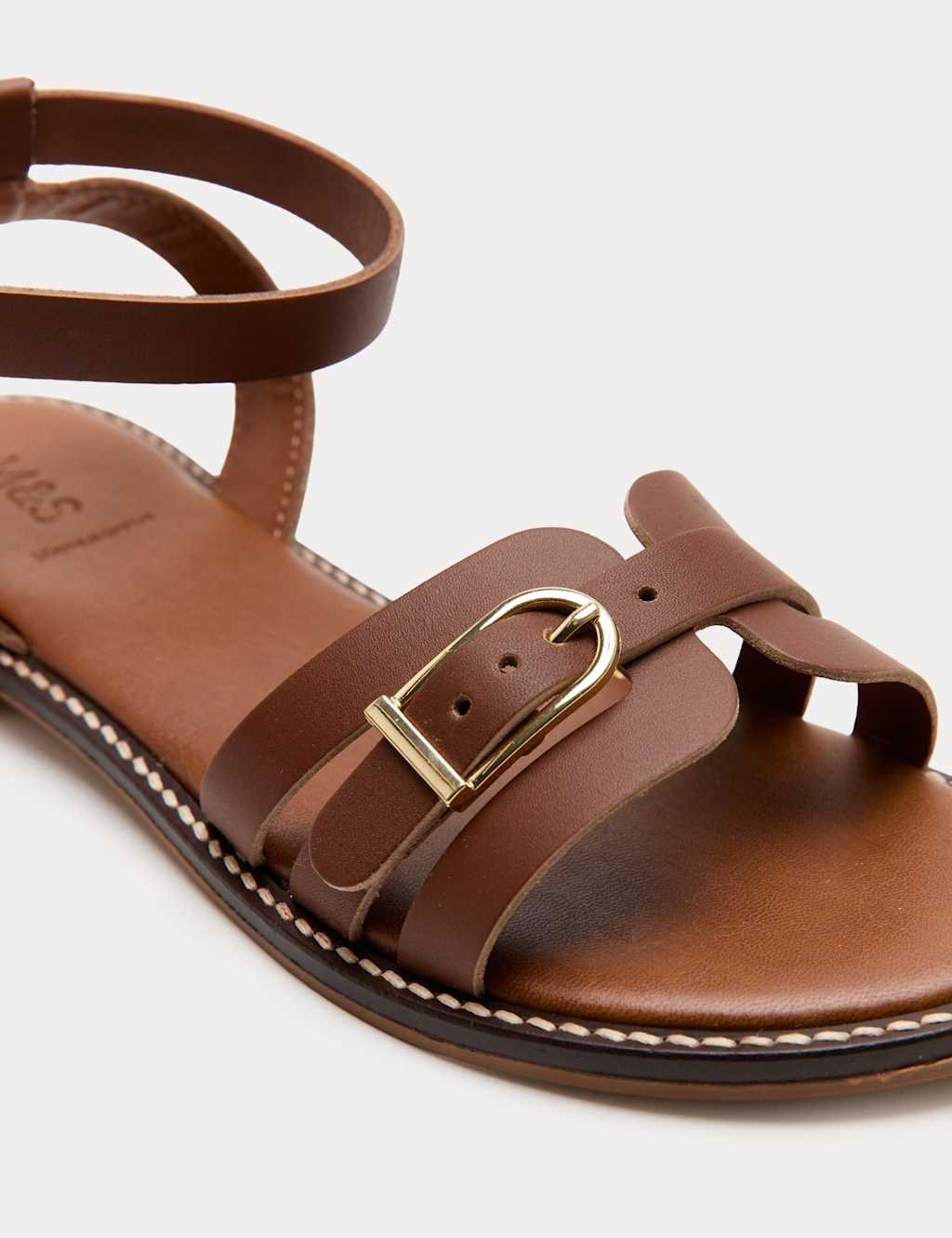 Marks & Spencer M&S Leather Buckle Ankle Strap Sandals Tan - 2