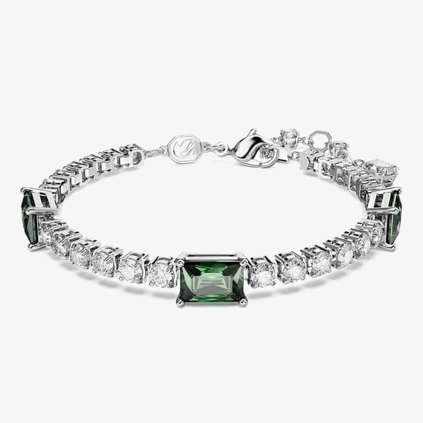 Swarovski Swarovski Women's Matrix Green Mixed Cuts Tennis Rhodium Plated Bracelet 5666422 (M) - 1