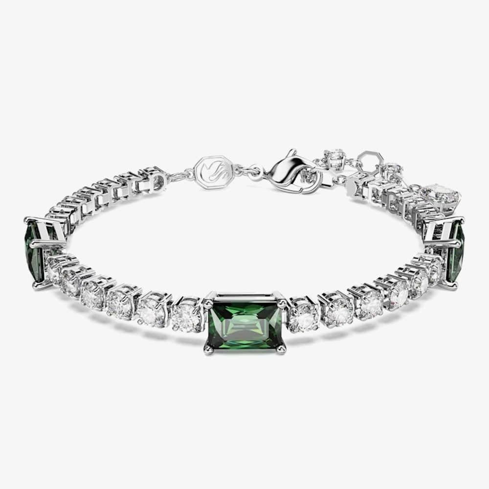 Swarovski Swarovski Women's Matrix Green Mixed Cuts Tennis Rhodium Plated Bracelet 5666422 (M) - 1