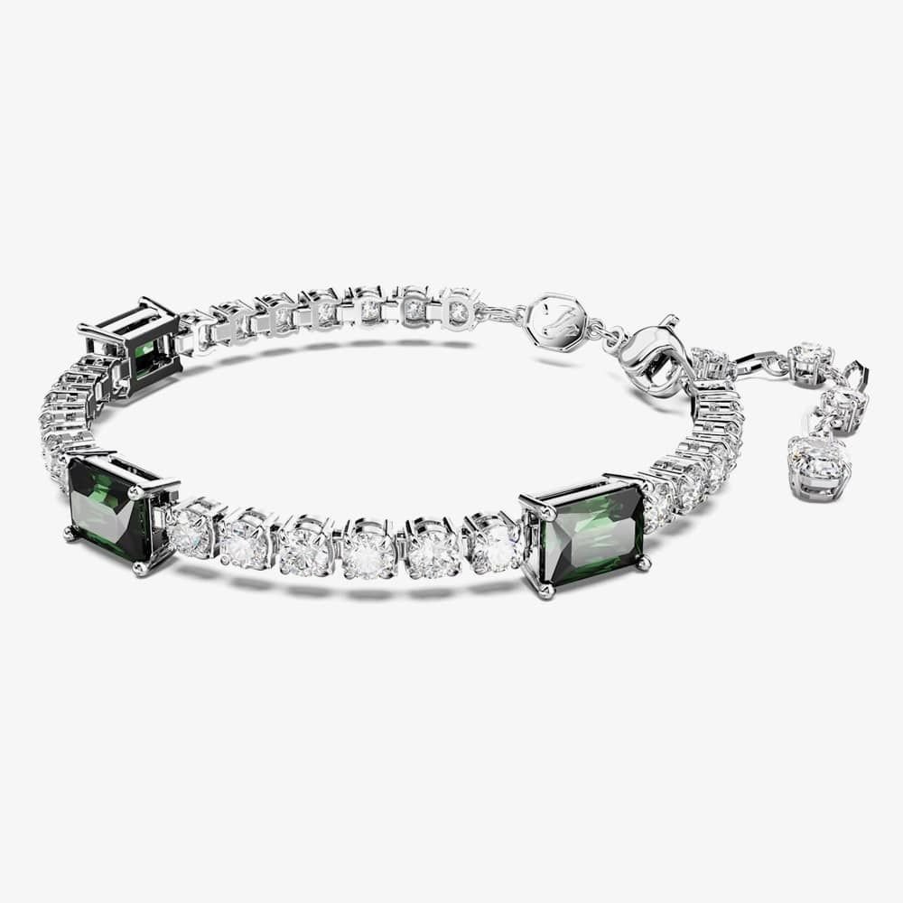Swarovski Swarovski Women's Matrix Green Mixed Cuts Tennis Rhodium Plated Bracelet 5666422 (M) - 2
