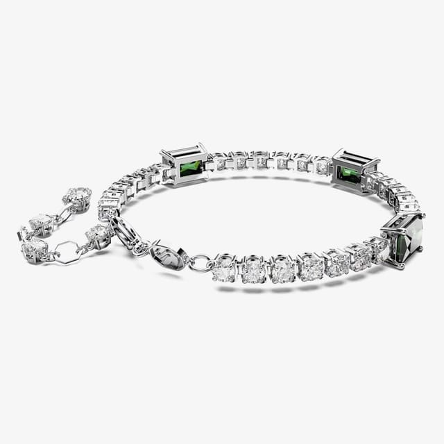 Swarovski Swarovski Women's Matrix Green Mixed Cuts Tennis Rhodium Plated Bracelet 5666422 (M) - 3