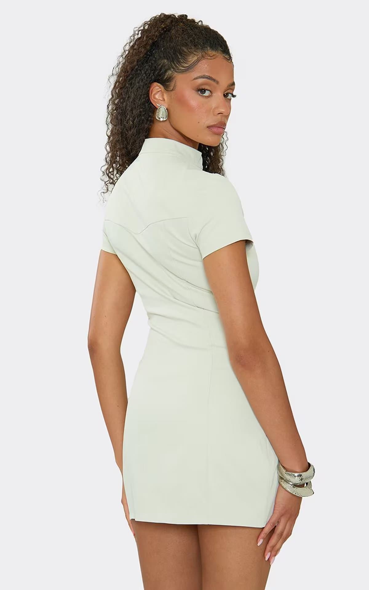 EGO Short Sleeve Utility Pocket Detail Cargo Dress In Cream, Women's Size UK 6