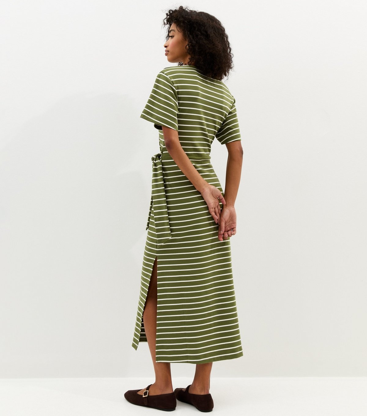 New Look Women's Green Stripe Tie Waist Midi Dress New Look - 4
