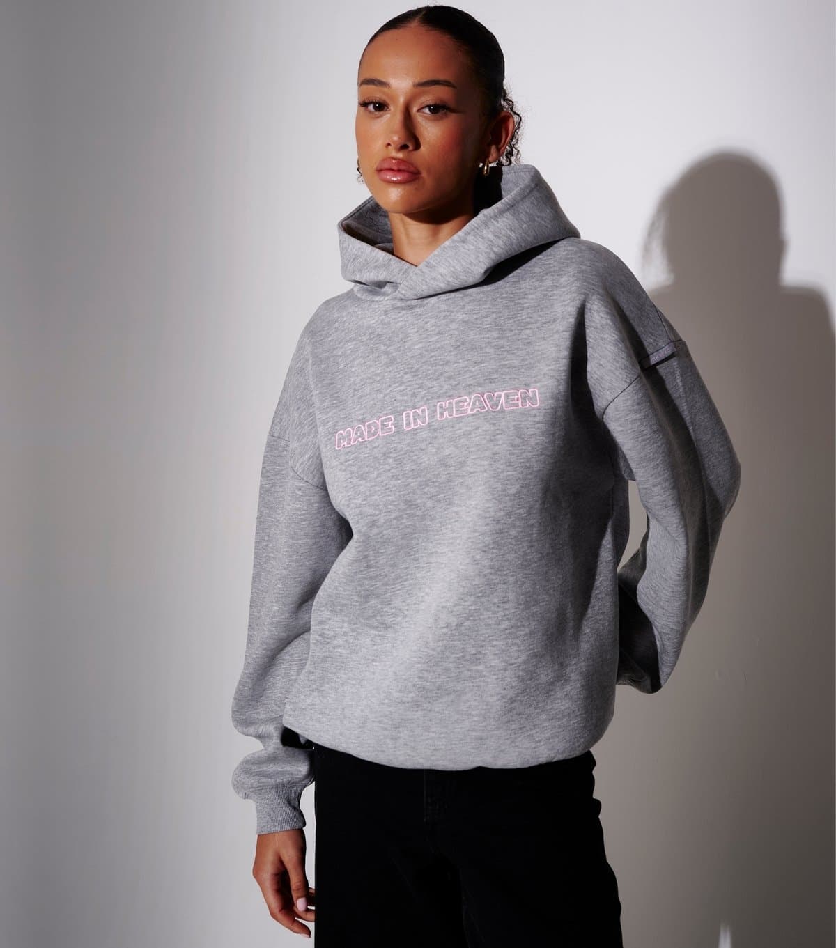 South Beach Women's Grey Made In Heaven Graphic Hoodie South Beach New Look