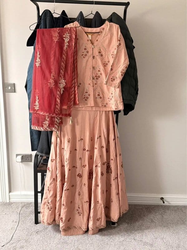 Nishat 3pc floral embroidered choli lengha suit - 1
