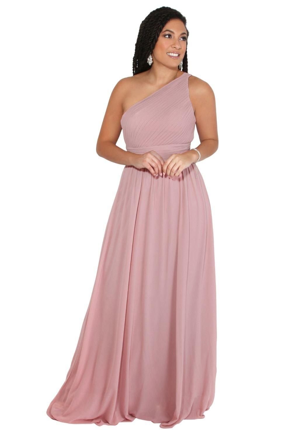 KRISP KRISP Women's One Shoulder Evening Maxi Dress in Dark Pink - 4
