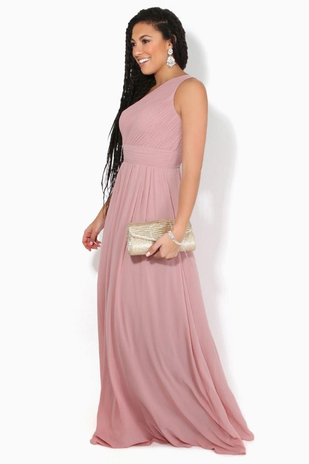 KRISP KRISP Women's One Shoulder Evening Maxi Dress in Dark Pink - 4