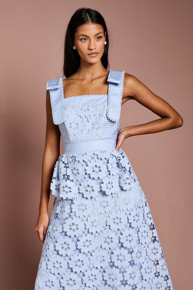 Coast Coast Women's Petite Peplum Lace Midi Dress in Powder Blue - 2