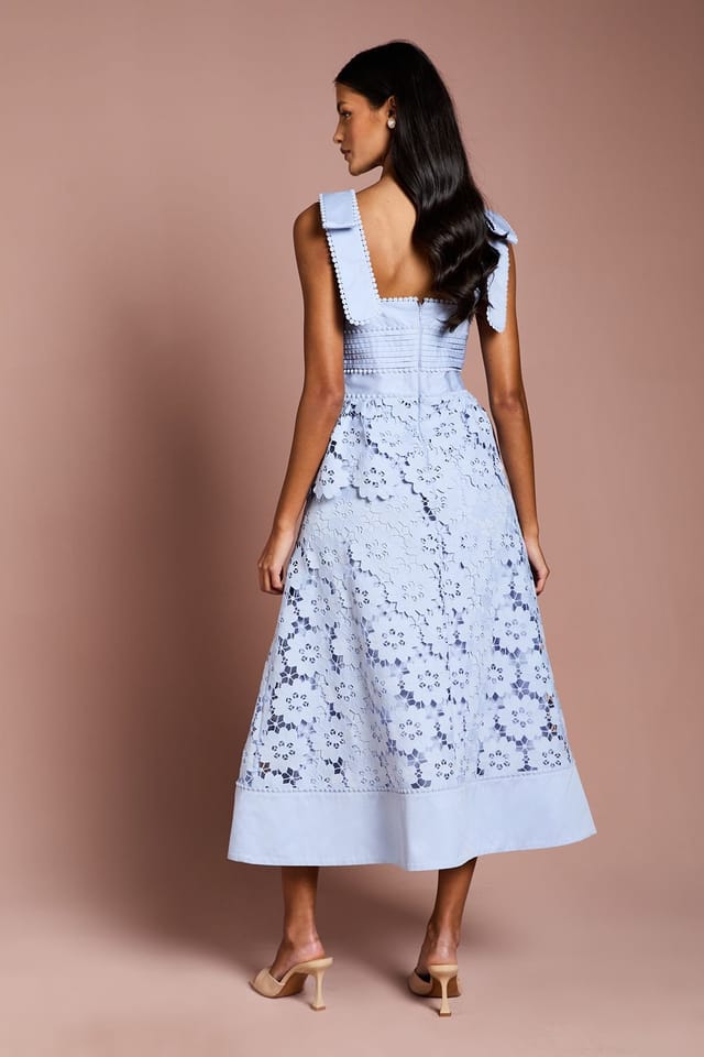 Coast Coast Women's Petite Peplum Lace Midi Dress in Powder Blue - 3