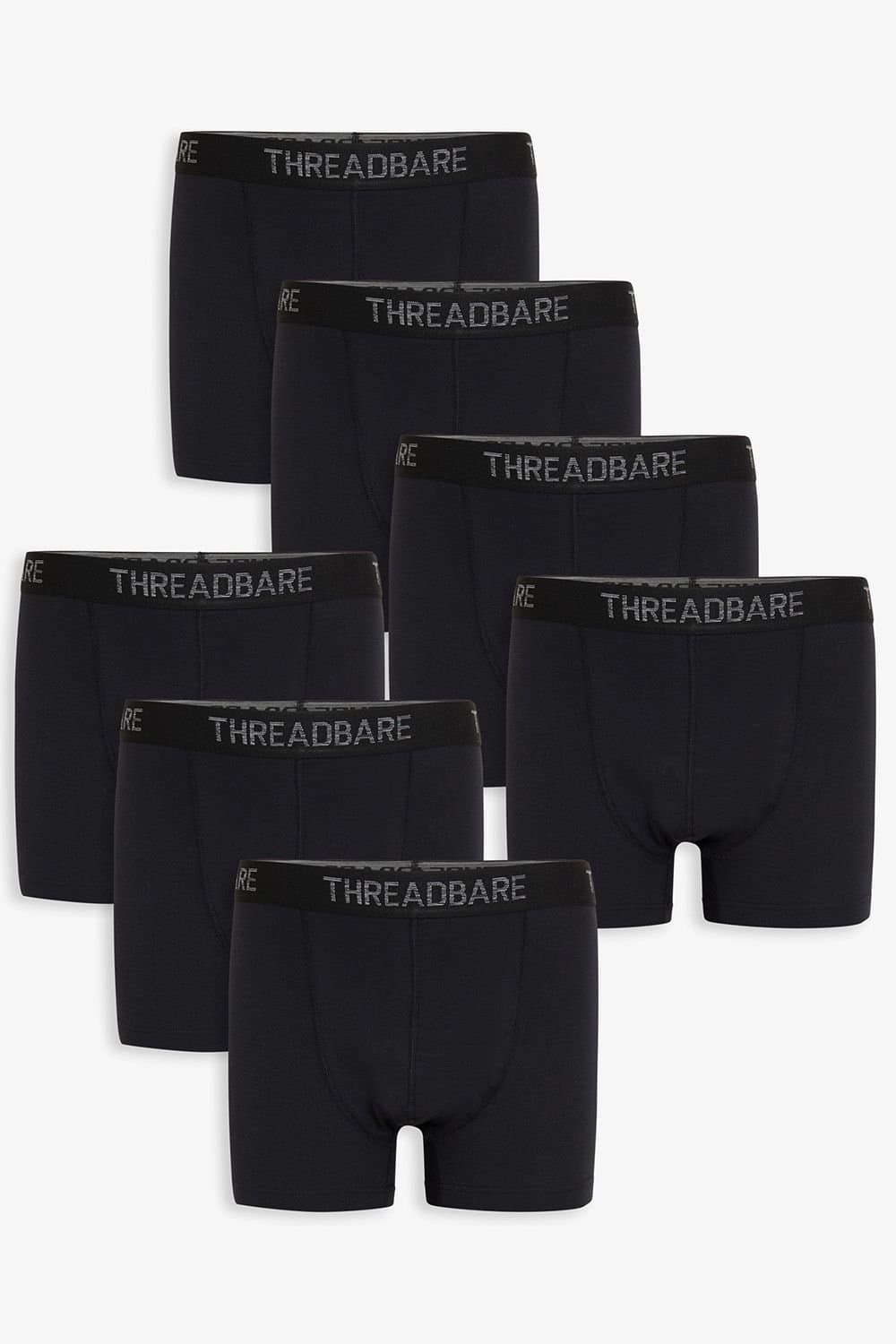 Threadbare Threadbare Men's 7-Pack Hipster Fit Boxer Shorts in Black
