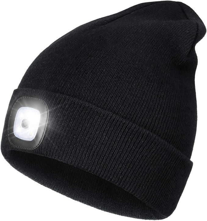 Dyzi Dyzi Men's Black LED Beanie Hat with Headlamp