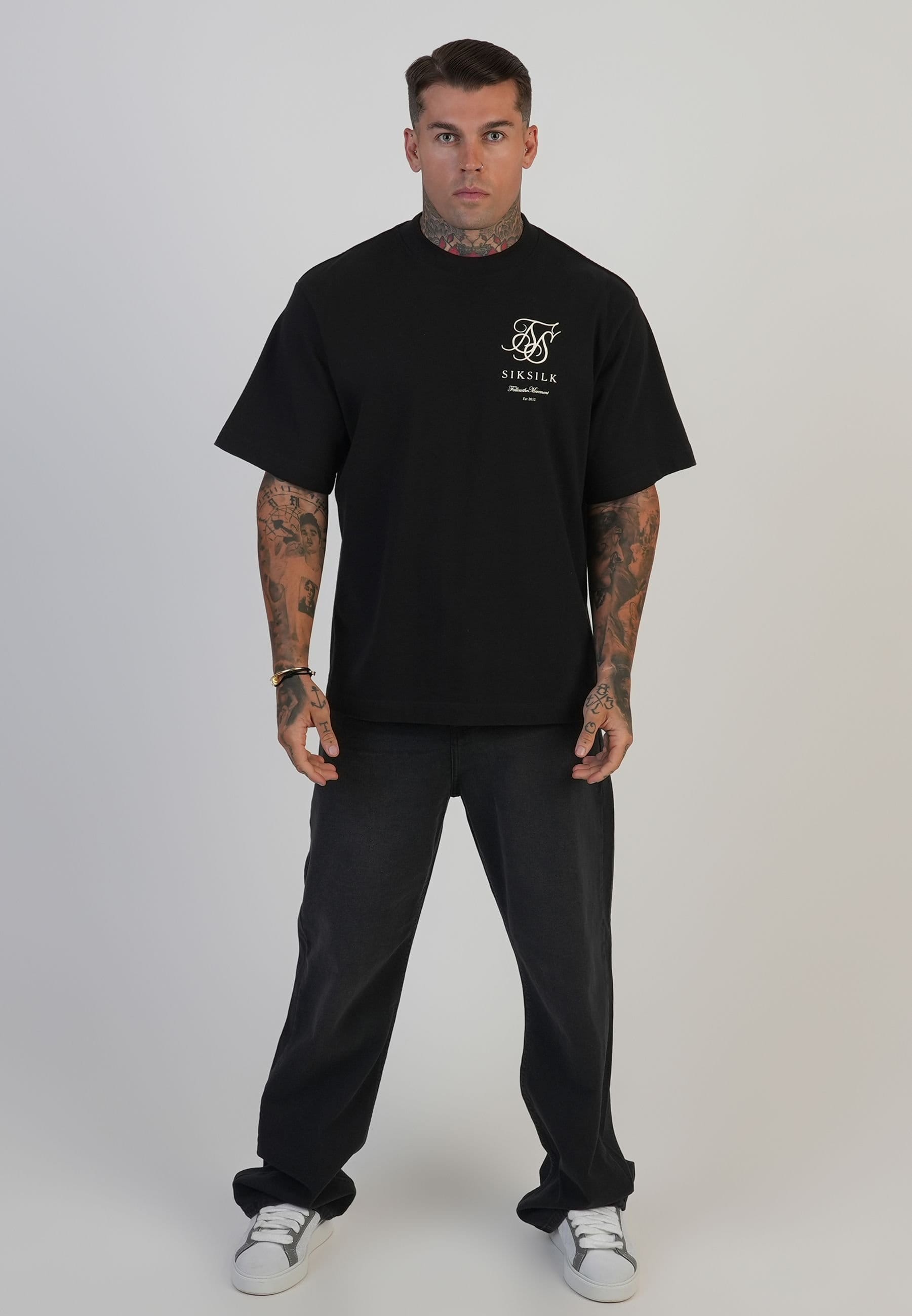 SikSilk SikSilk Men's Loose Fit Jeans in Black - 4