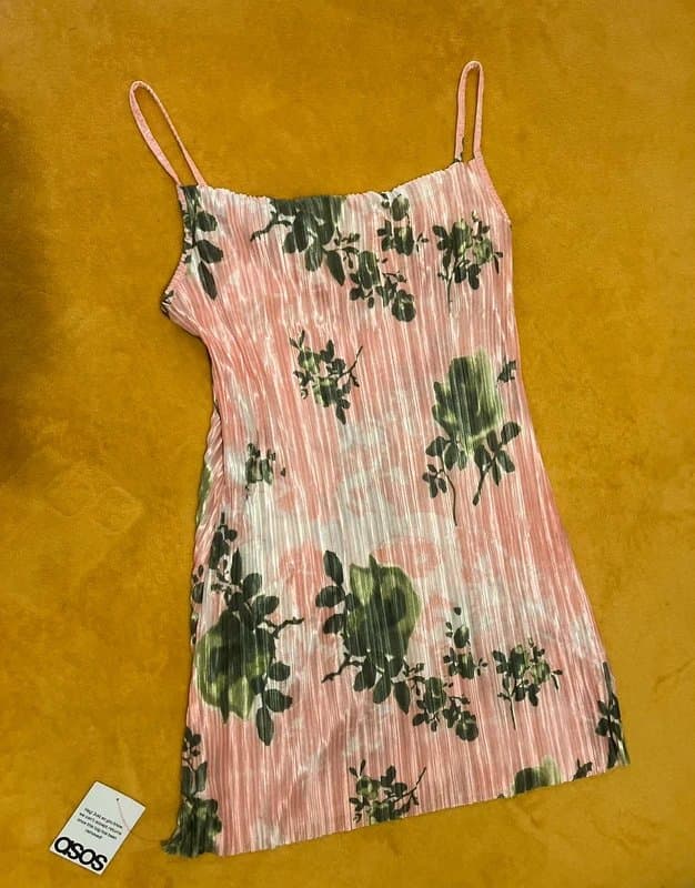 ASOS ASOS Plisse pink and green mini dress