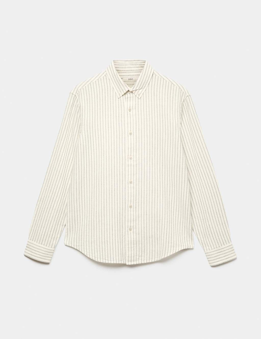 Marks & Spencer M&S Cotton Linen Blend Striped Shirt Ecru Mix