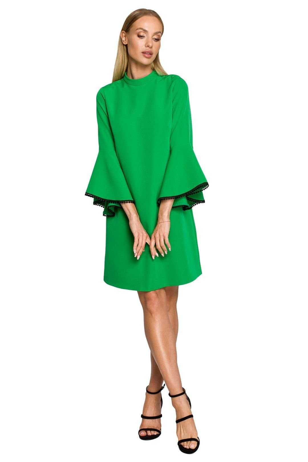 Love Lace Love Lace Women's A Line Day Dress With Ruffled Ribbon Sleeves in Green