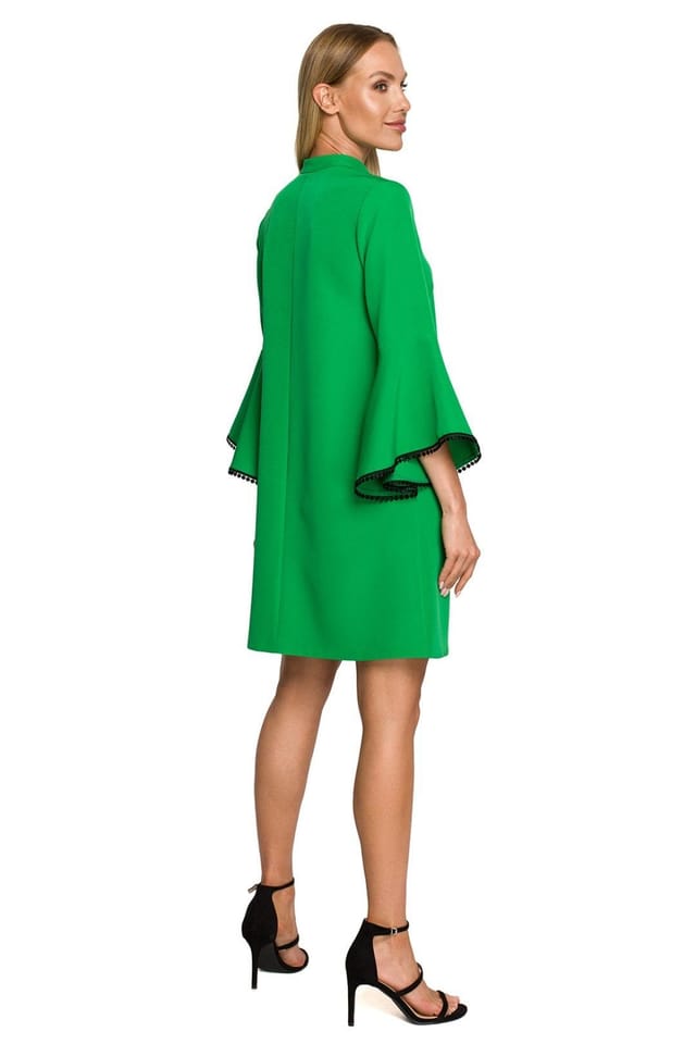 Love Lace Love Lace Women's A Line Day Dress With Ruffled Ribbon Sleeves in Green - 2