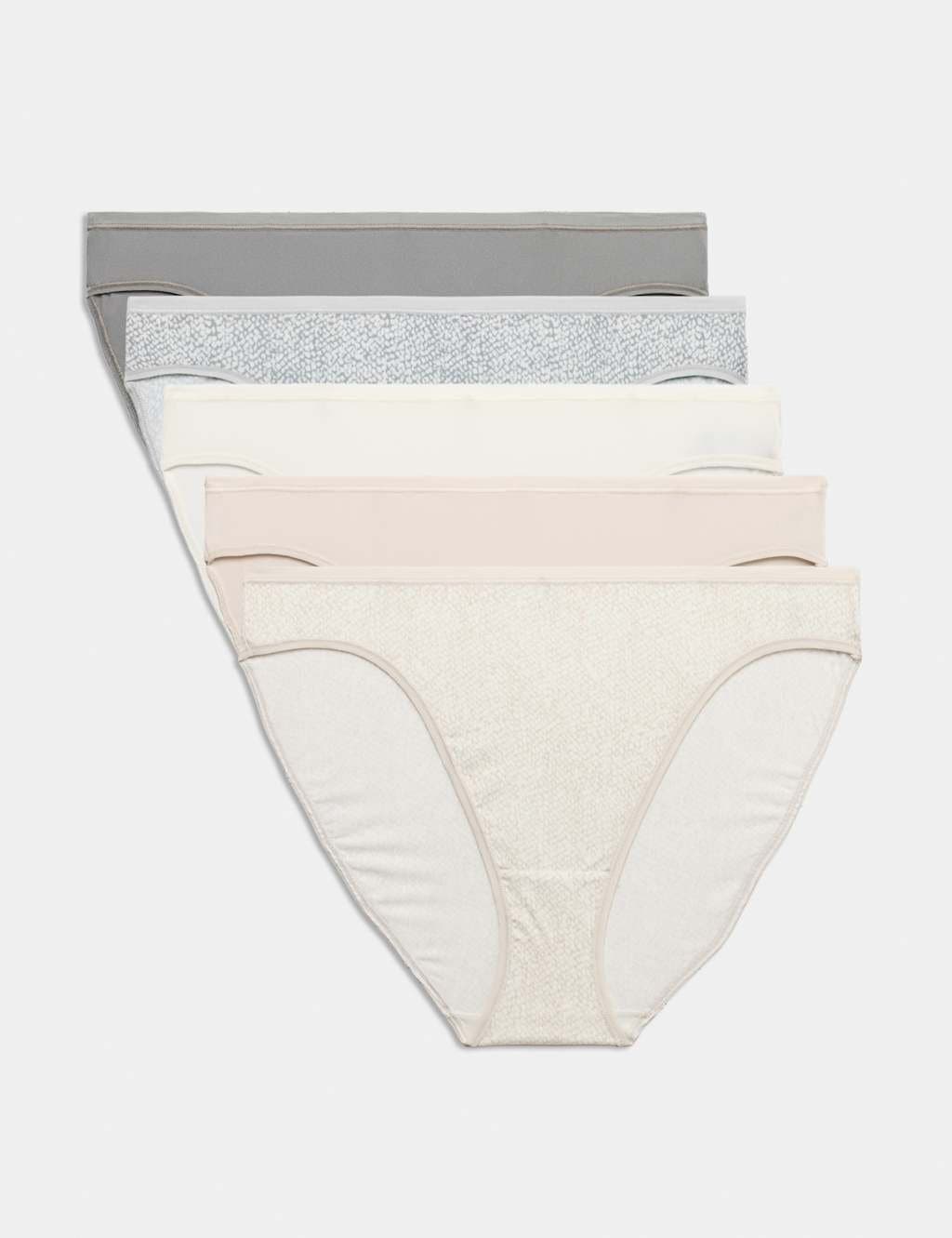 Marks & Spencer M&S 5pk Microfibre High Leg Knickers Grey Mix