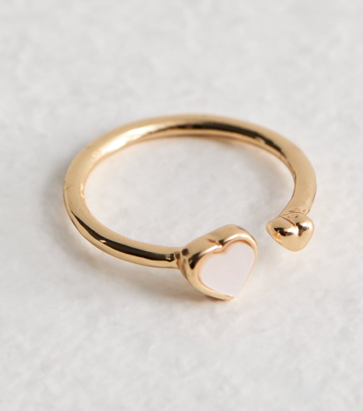 New Look Gold Tone Faux Pearl Heart Charm Ring New Look - 4