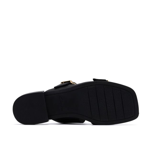 Clarks Clarks Women's Ariany Bay Black Leather Flat Sandals, Sliders - 3