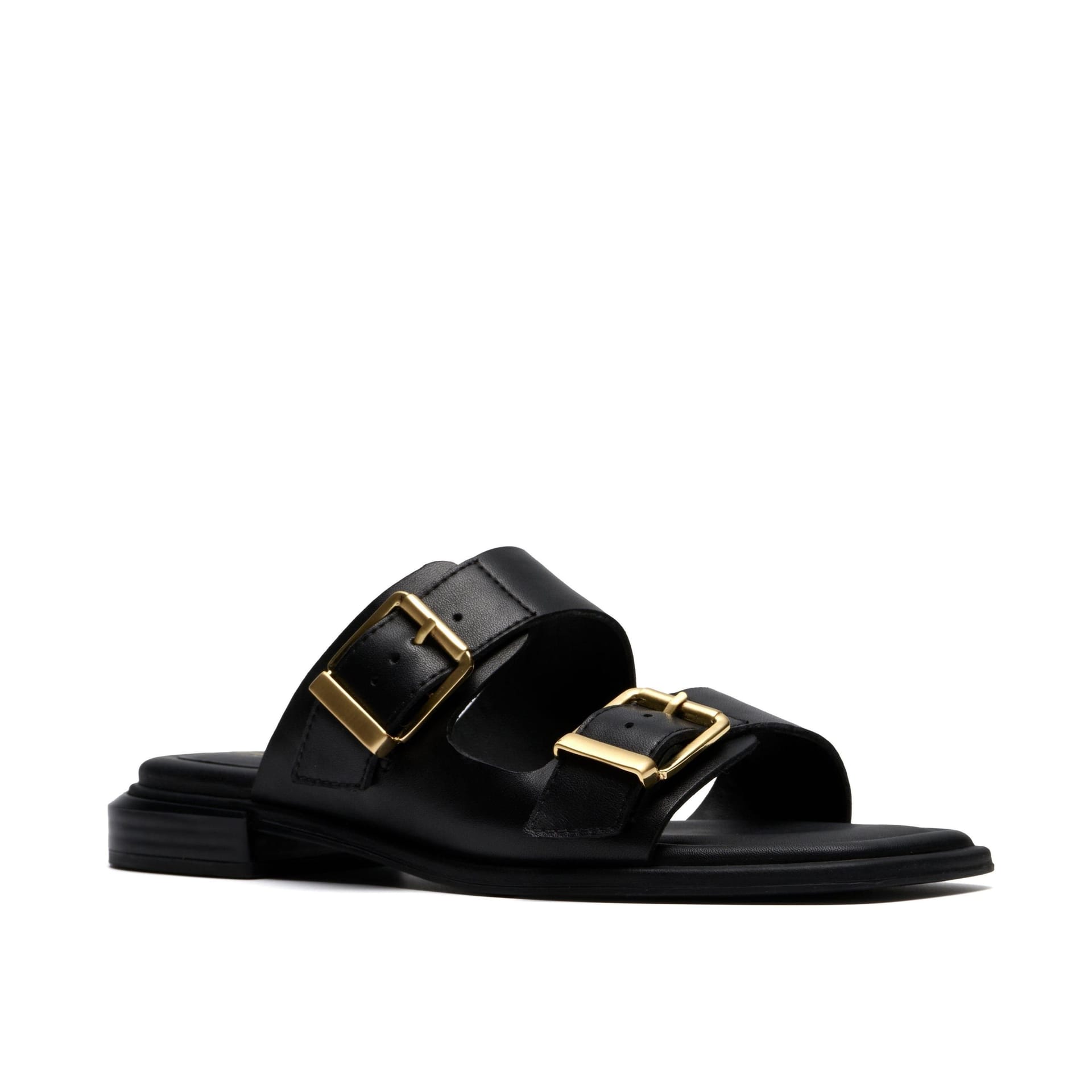 Clarks Clarks Women's Ariany Bay Black Leather Flat Sandals, Sliders - 4