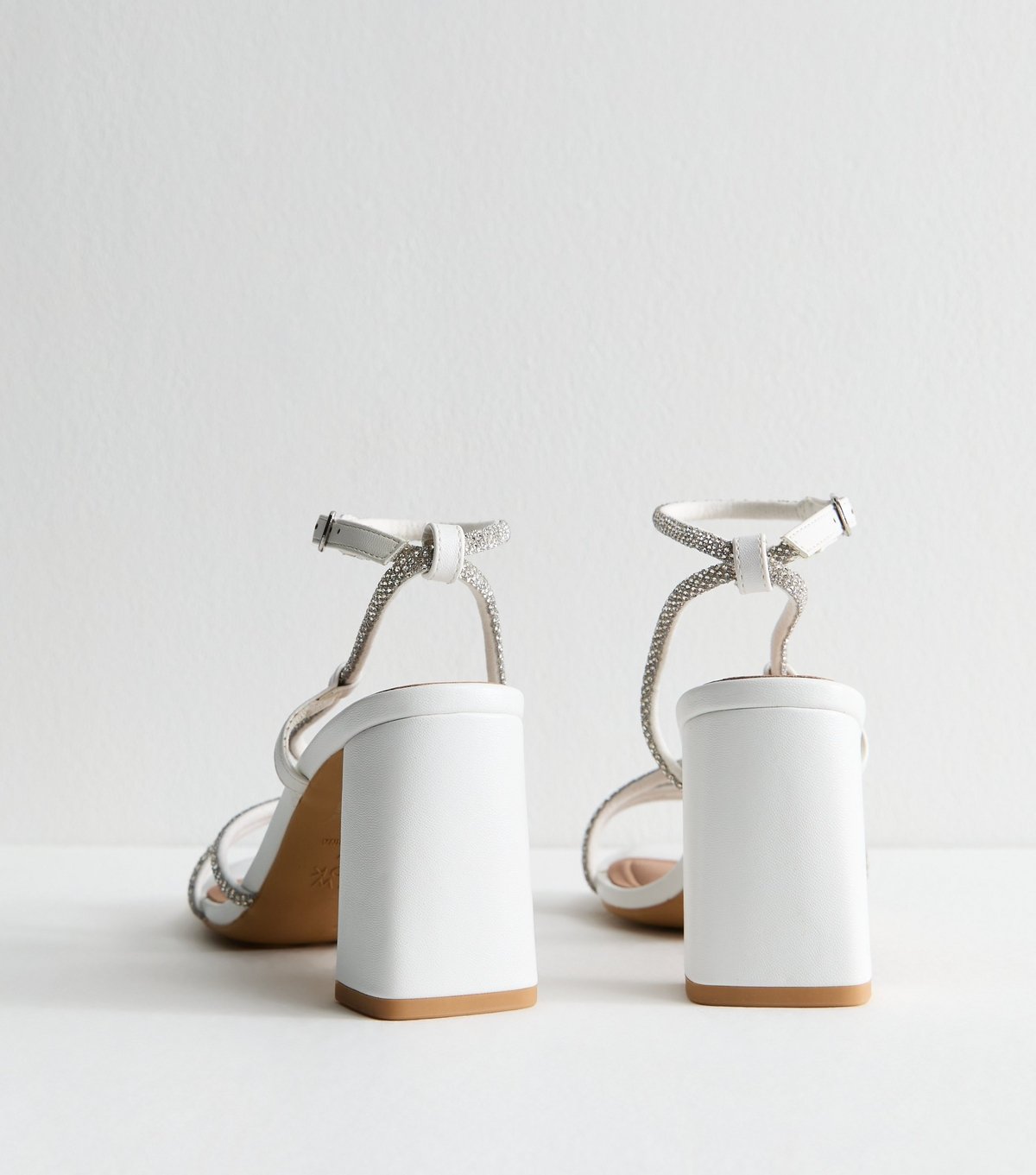 New Look Women's White Diamantè Embellished Multi Strap Sandals Vegan New Look - 4