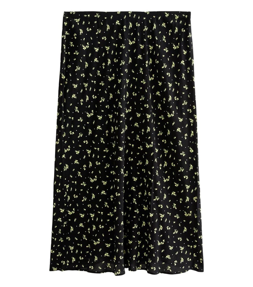 New Look Women's Plus Size Black Ditsy Floral Bias Cut Midi Skirt Curves New Look - 1