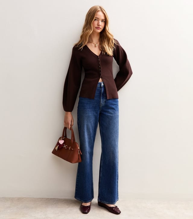 New Look Women's Dark Purple Compact Knit V Neck Cardigan New Look - 3