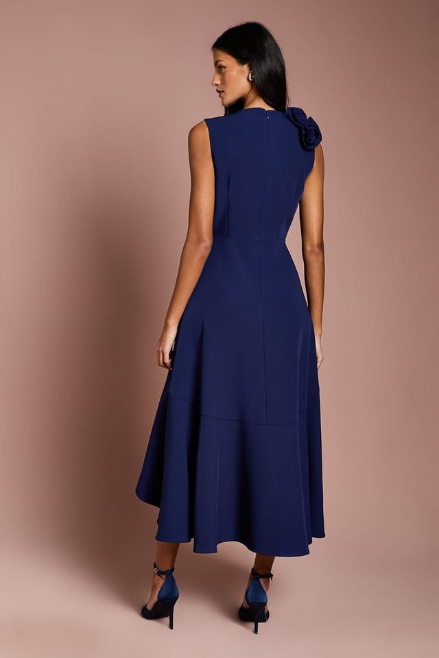Coast Coast Women's Petite 3D Corsage High Low Dress in Navy - 3
