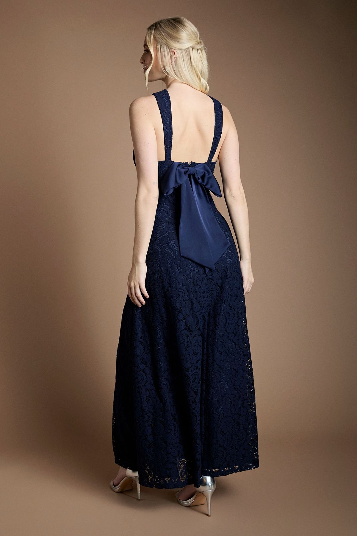 Coast Coast Women's Lace Cross Neck Bridesmaid Maxi Dress in Navy - 3
