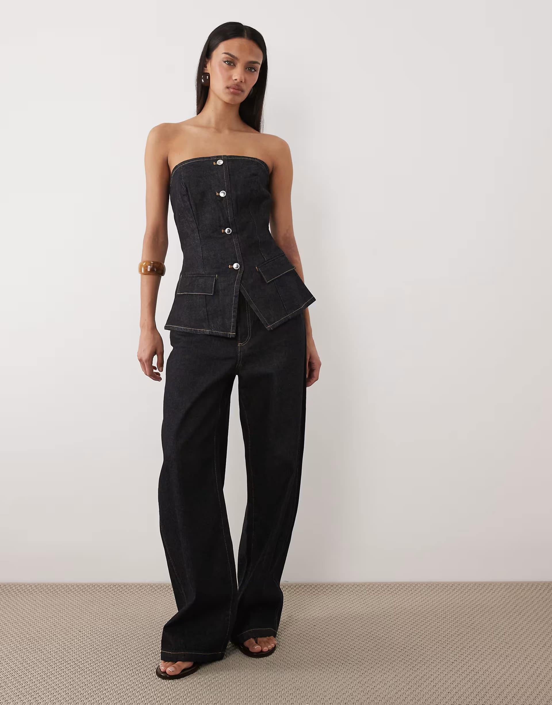 ASOS Mango Clemence 100% cotton barrel jean co-ord in indigo