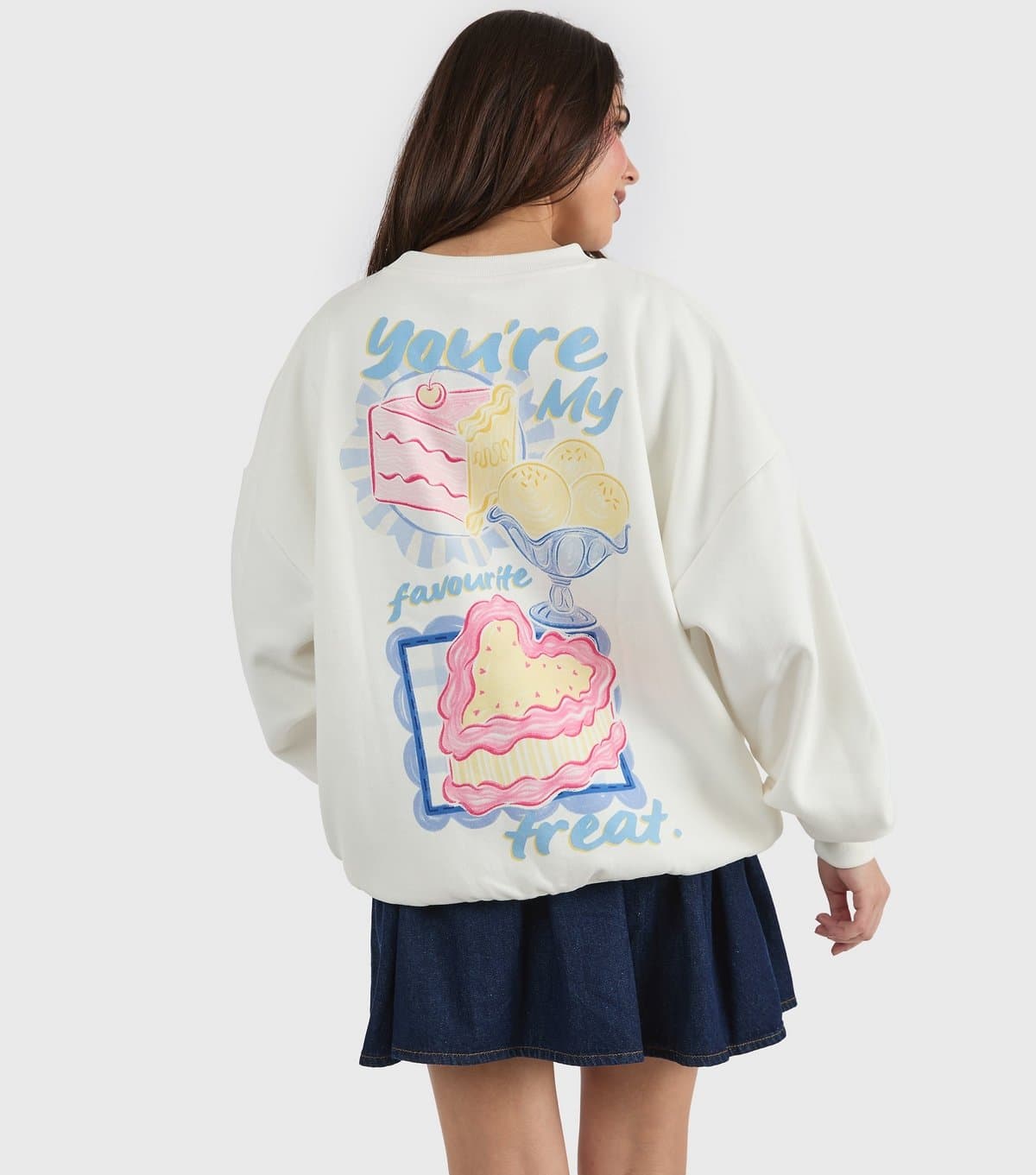 Skinnydip Women's White Your'e My Favourite Treat Oversized Sweatshirt Skinnydip New Look