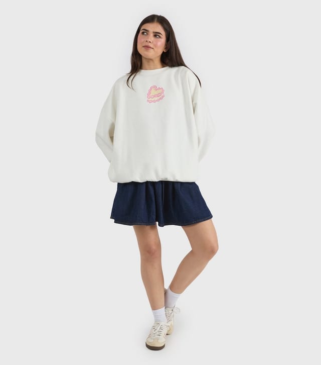 Skinnydip Women's White Your'e My Favourite Treat Oversized Sweatshirt Skinnydip New Look - 2