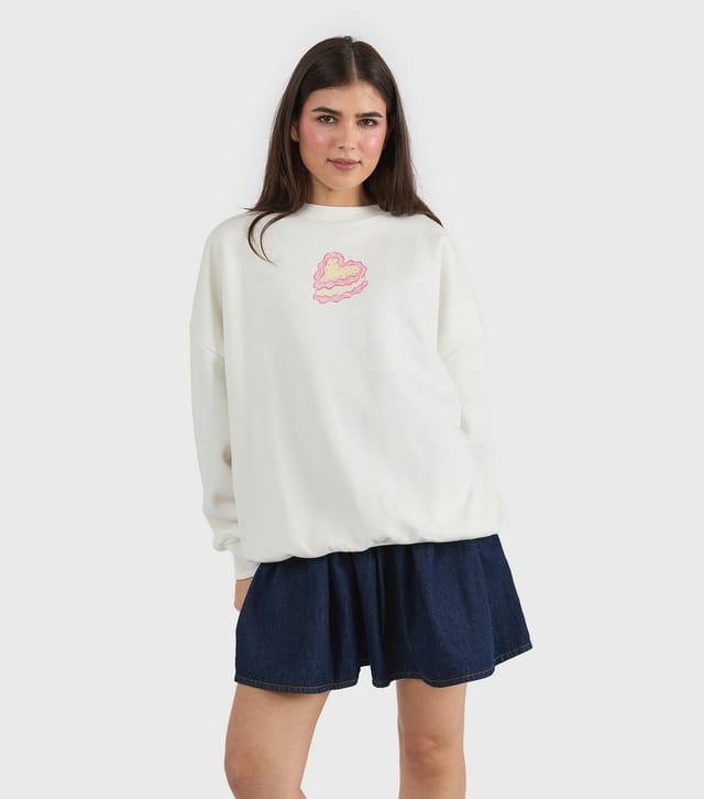Skinnydip Women's White Your'e My Favourite Treat Oversized Sweatshirt Skinnydip New Look - 3