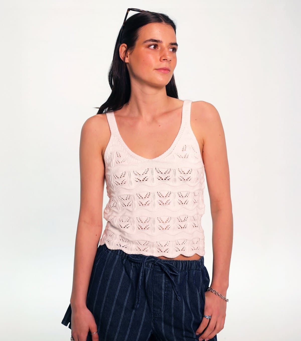 Sunshine Soul Sunshine Soul White Cotton Pointelle Cami Top