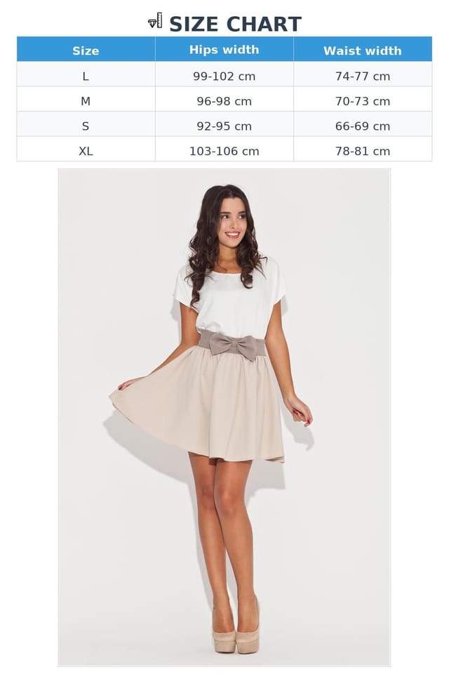 Love Lace Love Lace Women's Charming Bow Flared Mini Skirt Belt in Beige - 2
