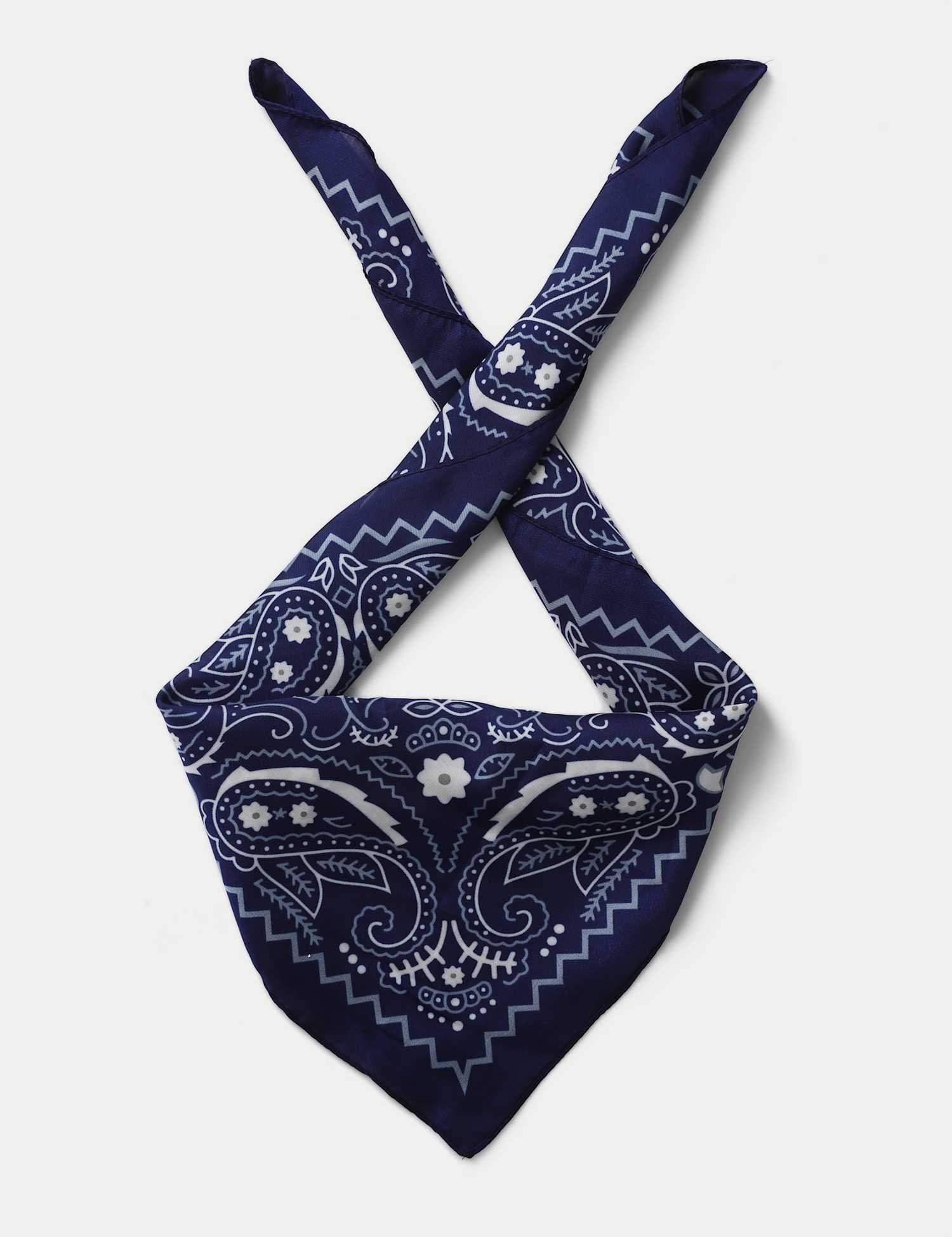Marks & Spencer M&S Navy Mini Paisley Scarf Navy