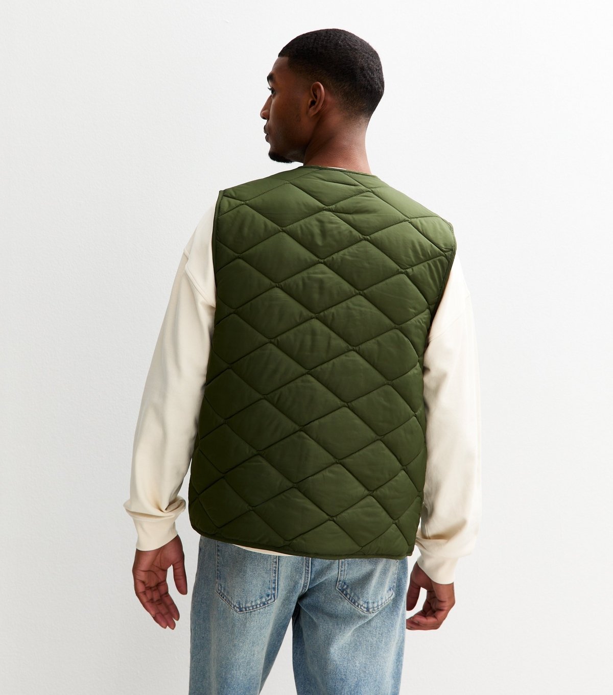 New Look Men's Green Regular Fit Quilted Patch Pocket Gilet New Look - 4