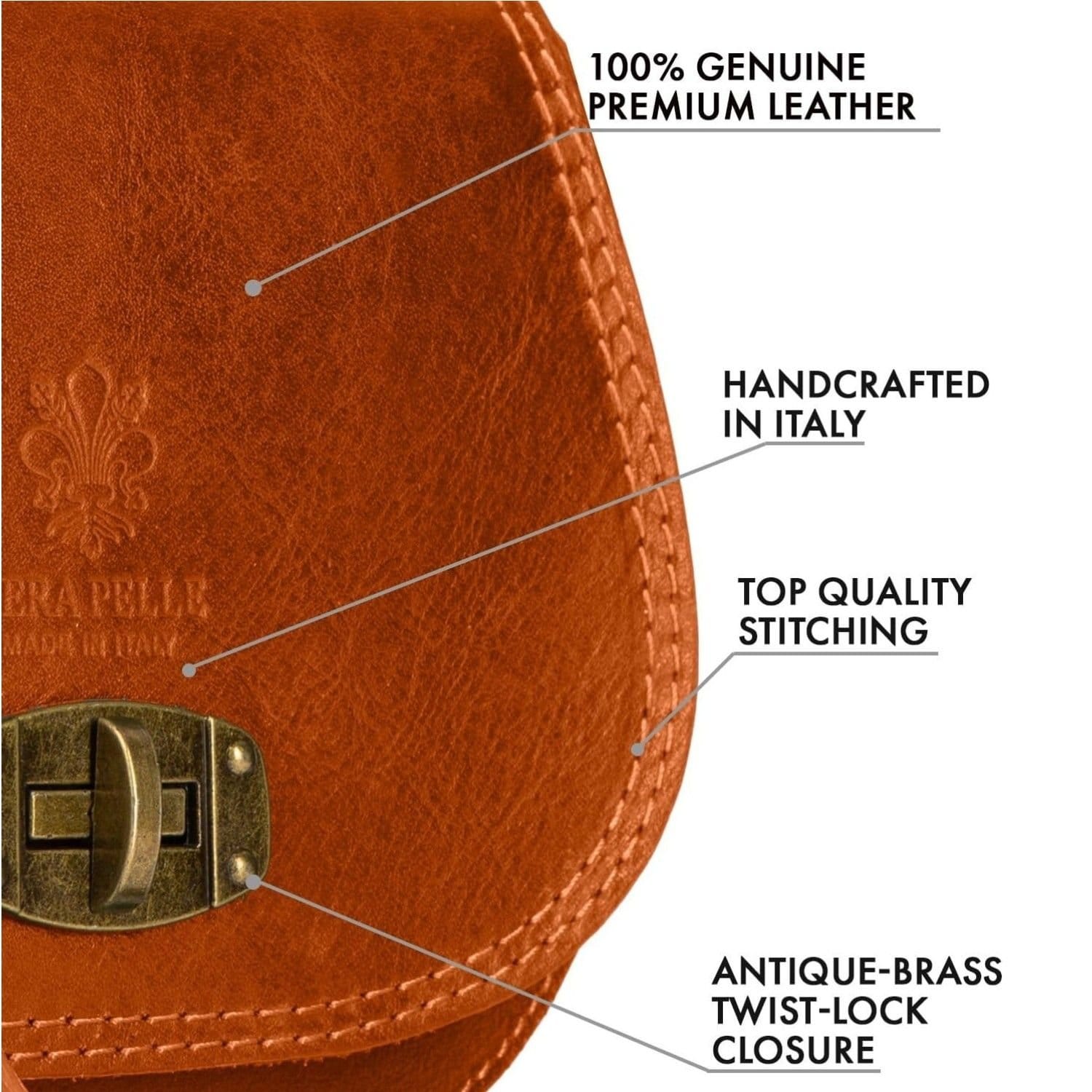 Woodland Leathers Woodland Leathers Women's Women's Italian Leather Crossbody Bag in Tan - 4