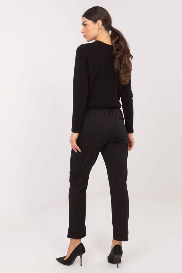Love Lace Love Lace Women's High Waisted Tapered Cotton Elastane Trousers in Black - 3