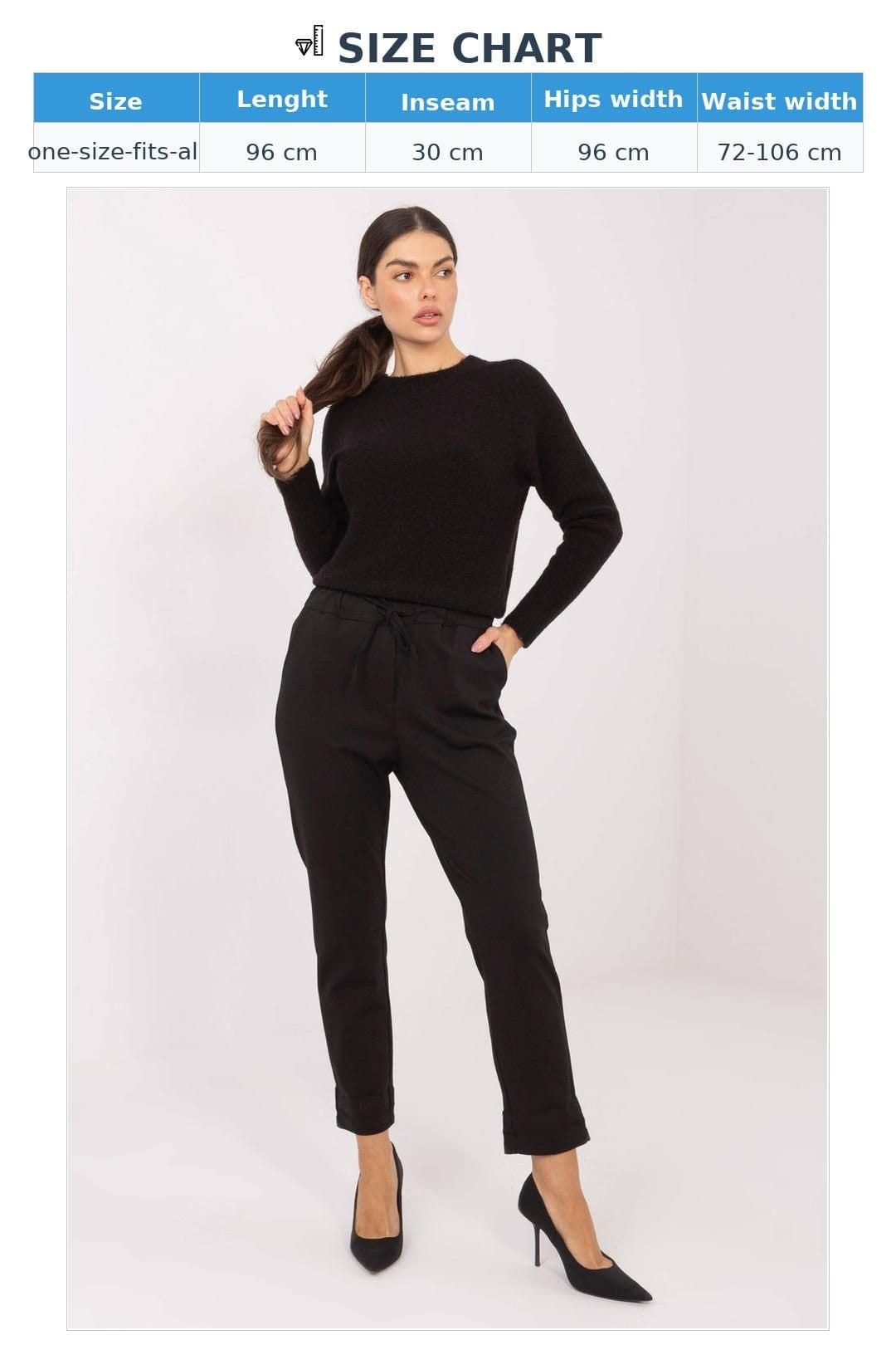Love Lace Love Lace Women's High Waisted Tapered Cotton Elastane Trousers in Black - 4