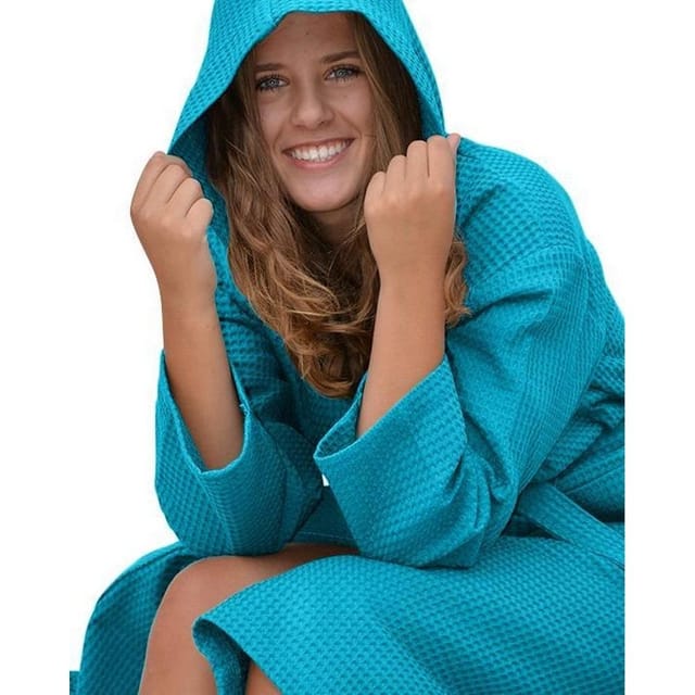 ARTG ARTG Women's Robezz Waffle Hooded Dressing Gown in Dark Blue - 3