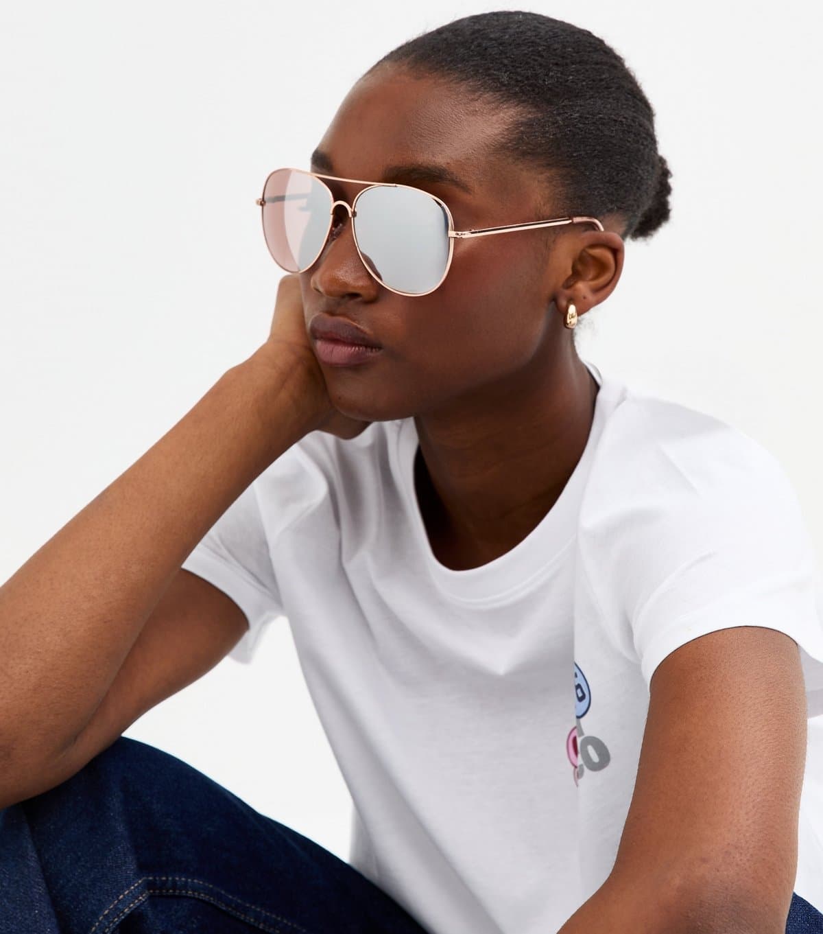 New Look Rose Gold Mirrored Pilot Sunglasses New Look