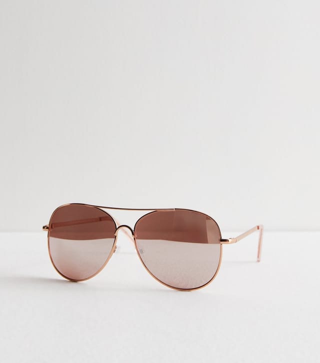 New Look Rose Gold Mirrored Pilot Sunglasses New Look - 2