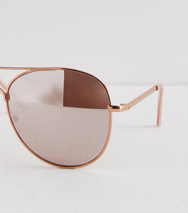 New Look Rose Gold Mirrored Pilot Sunglasses New Look - 3