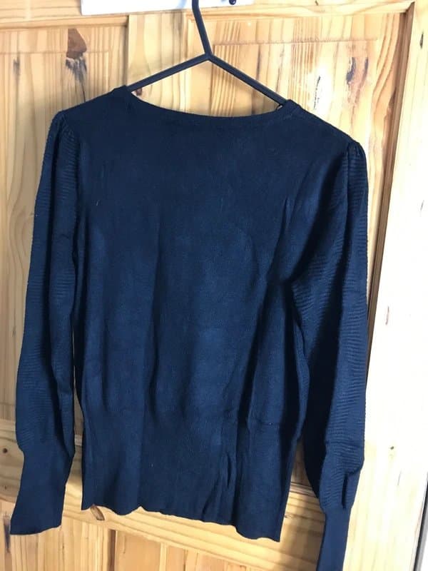 M&S Collection Mens size S (33inch chest) work black fine knit jumper round neck M&S patterned front