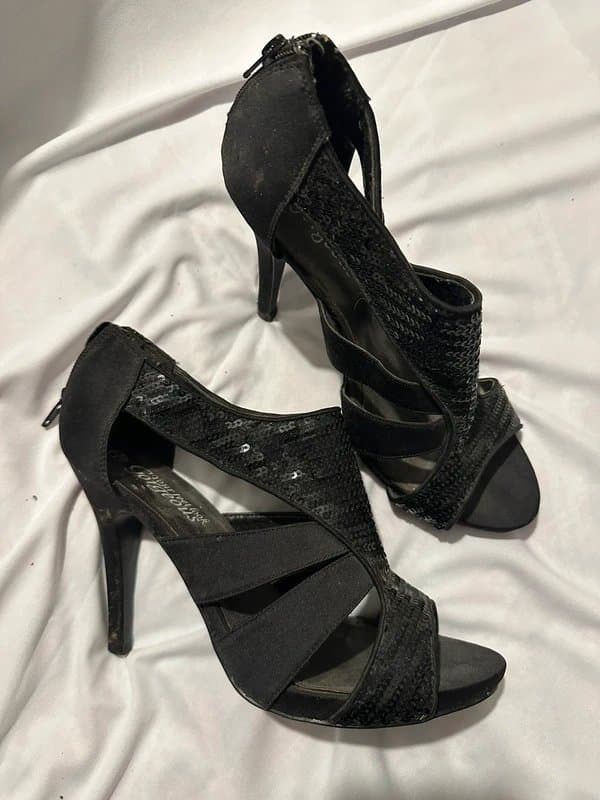 New Look New Look Black Sequin Strappy High Heels