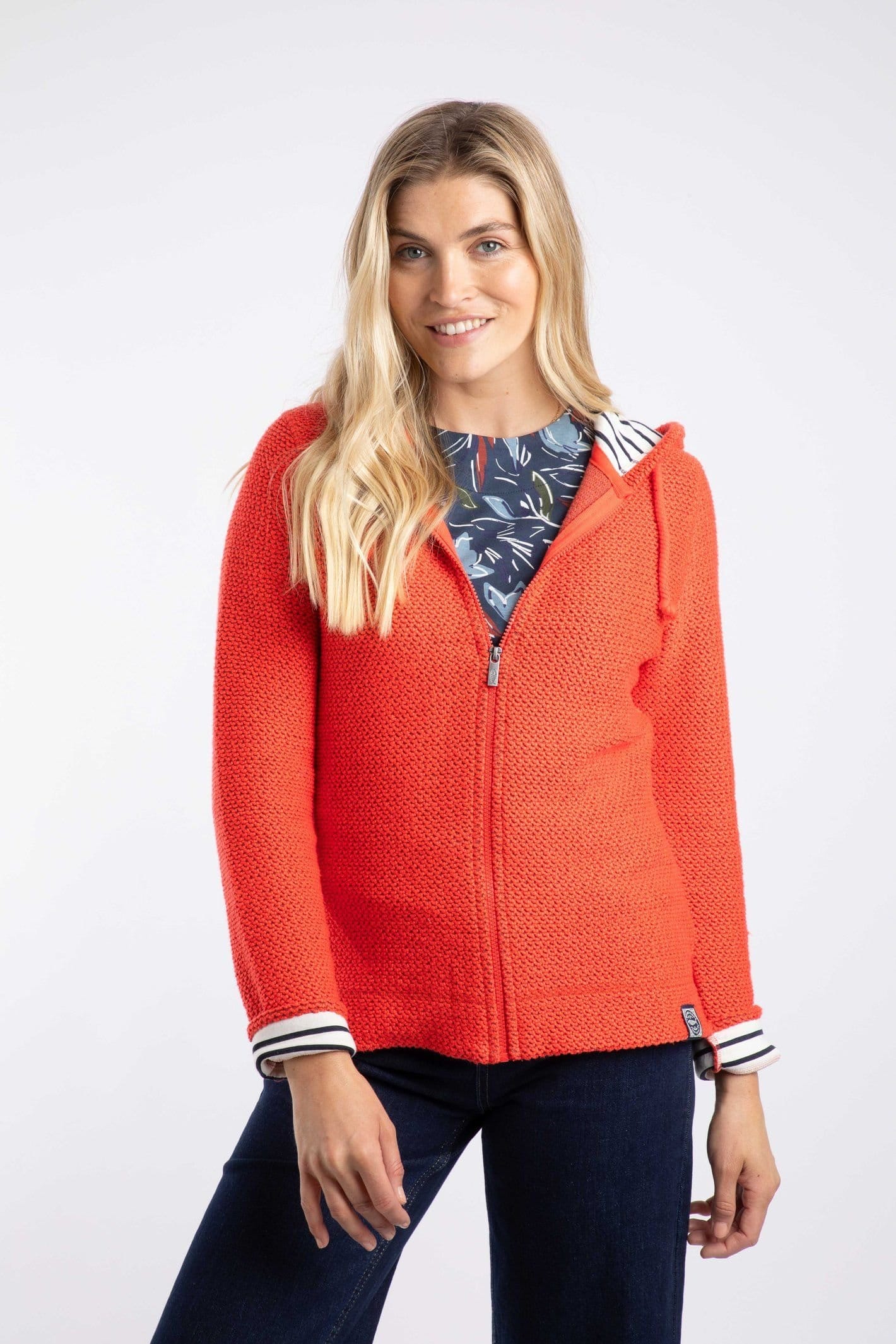 Weird Fish Weird Fish Women's Chicoa Full Zip Macaroni Hoodie in Coral - 4