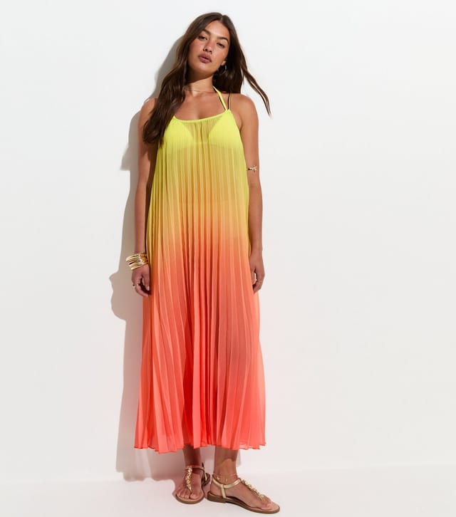 New Look Women's Yellow Ombre Pleated Beach Maxi Dress New Look - 3